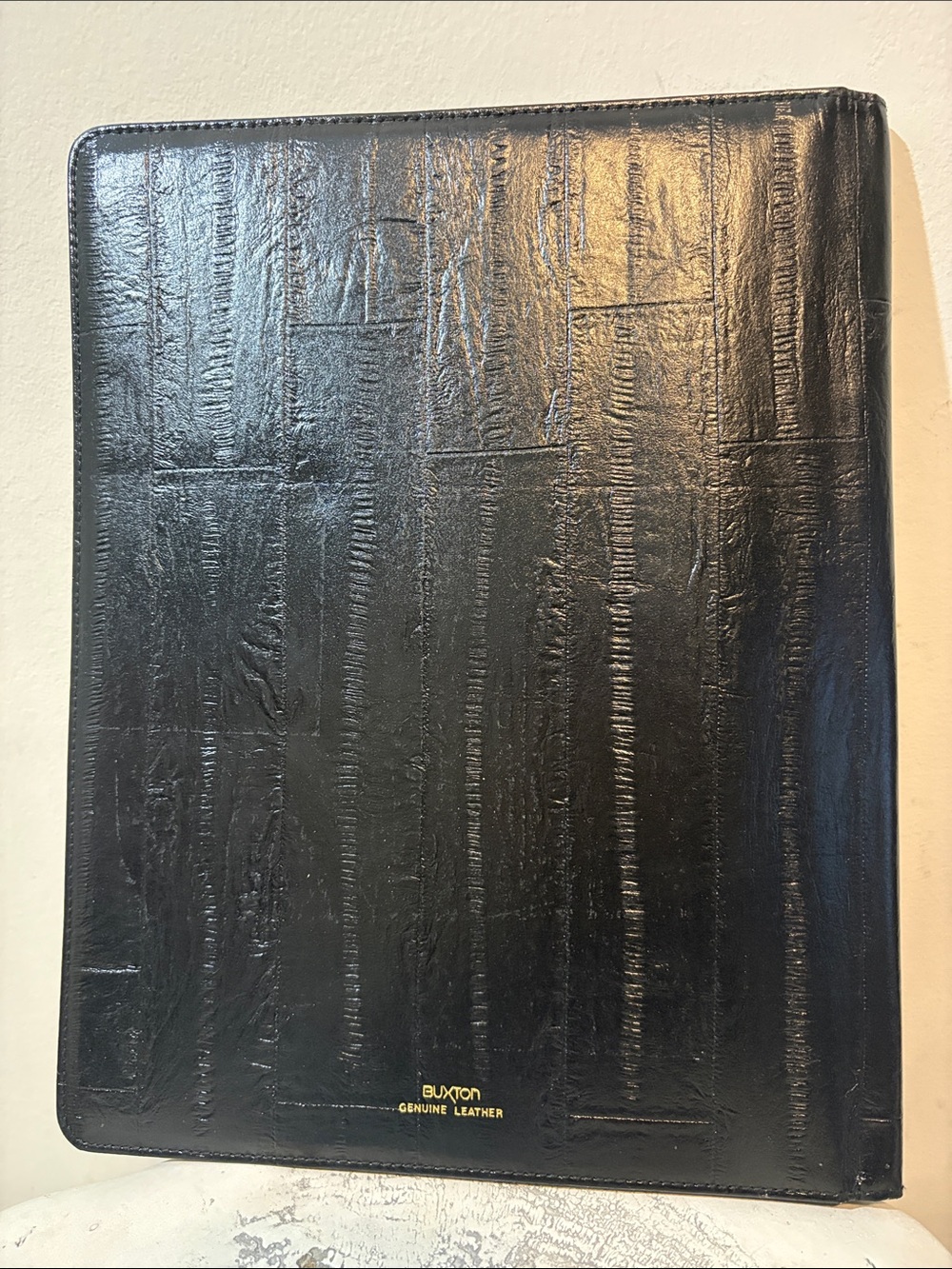 Vintage Buxton Black Eel Skin Leather Professional Portfolio Binder Notebook